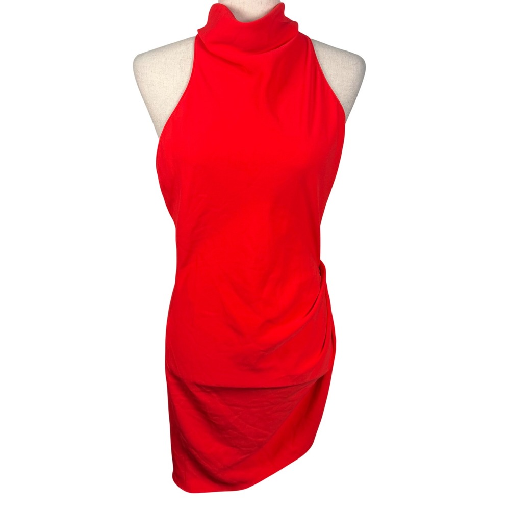 Amanda Uprichard Mini Dress Small Red Halter Backless Draped Cocktail Sexy